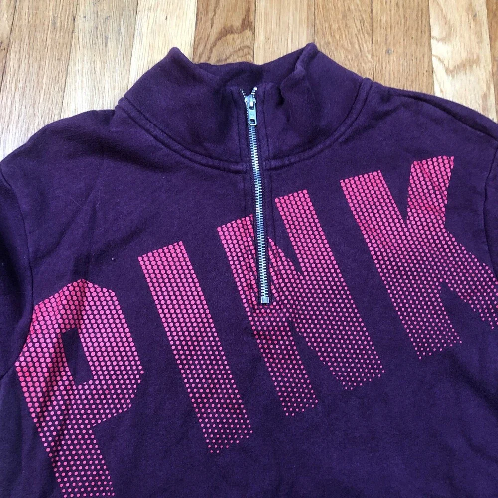 Victorias Secret PINK Jacket Womens XS Red 1/4‎ Zip Top Logo Extra Small Zipper